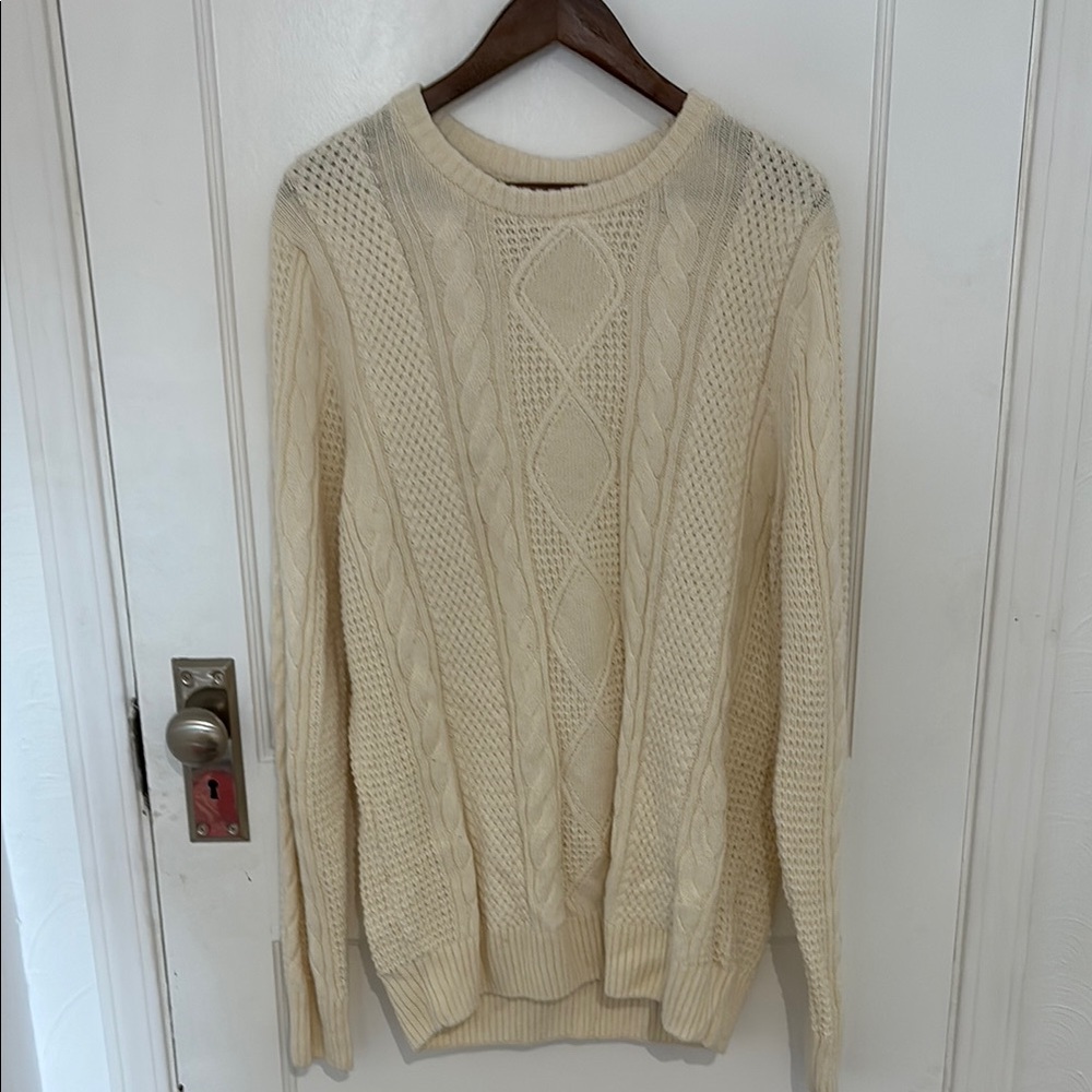 Sonoma Cream Crewneck Sweater Classic Knit